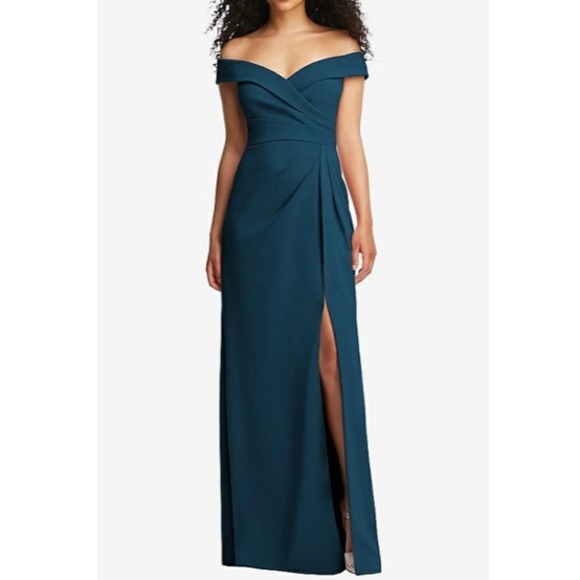 After Six Madelyn Off the Shoulder Pleated Faux Wrap Maxi Dress Size 8 6872 - Picture 1 of 8